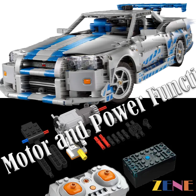 zene bricks Power Functions Kit for LEGO Nissan Skyline GT-R (R34) Car #42210