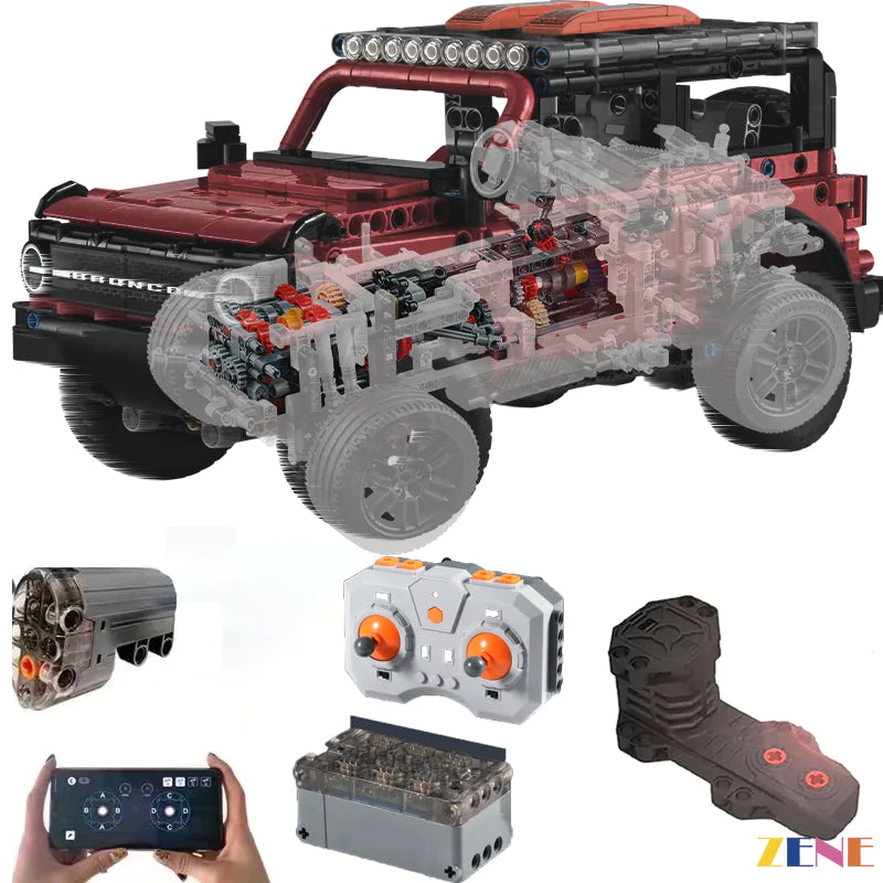 zene bricks Power Functions Kit for Ford Bronco SUV Motorized #42213