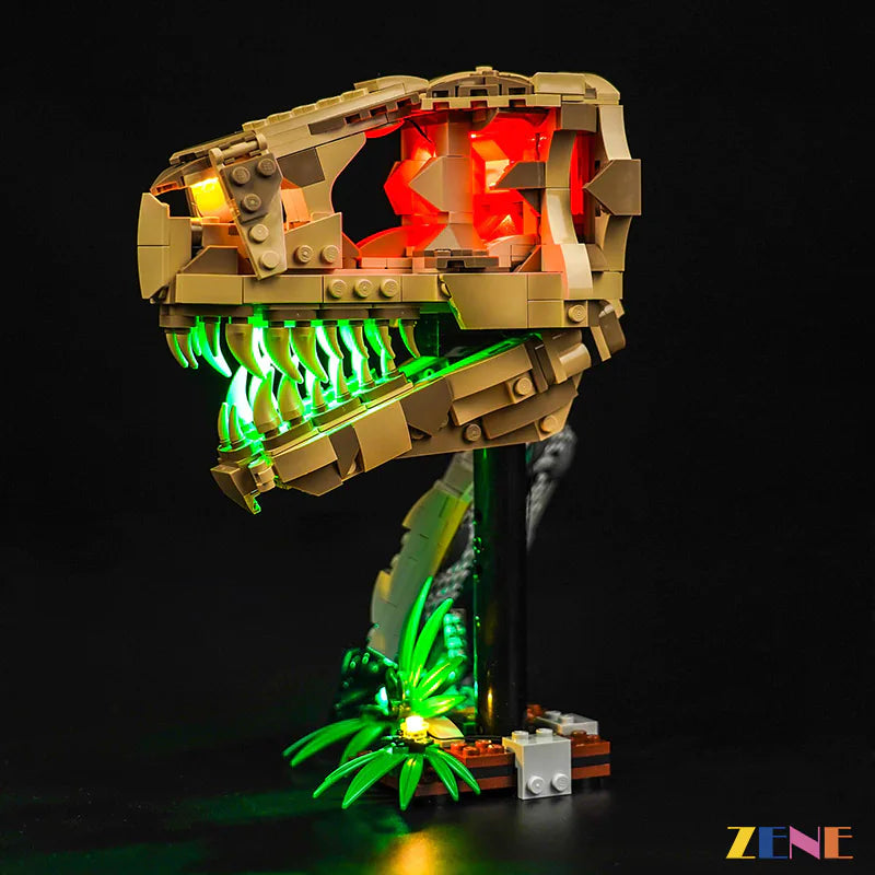 zene bricks Light Kit for LEGO Dinosaur Fossils T-rex Skull #76964