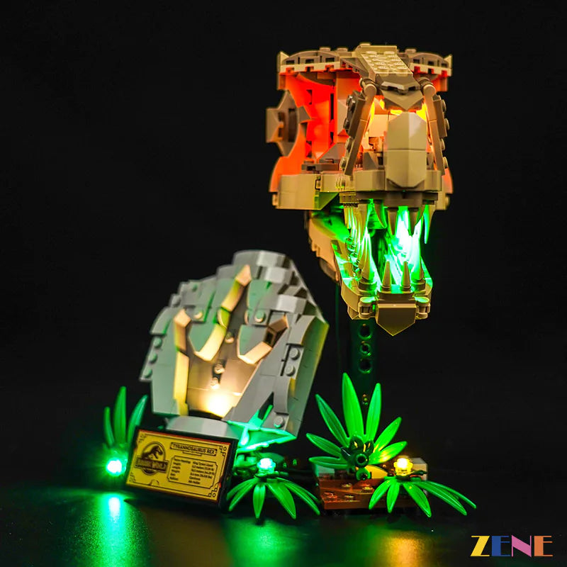 zene bricks Light Kit for LEGO Dinosaur Fossils T-rex Skull #76964