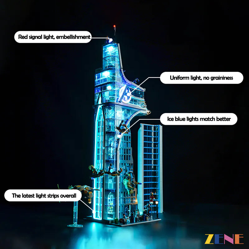 zene bricks Light Kit for LEGO Marvel Avengers Tower #76269