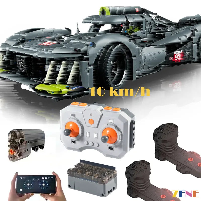 zene bricks Power Functions Kit for LEGO PEUGEOT 9X8 Le Mans Hybrid Hypercar Motorized #42156