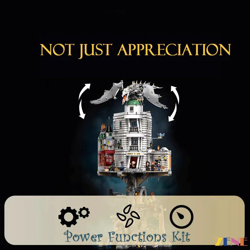 zene bricks Motorized Kit for LEGO Gringotts Wizarding Ukrainian Ironbelly dragon #76417 Power Functions