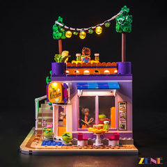 community kitchen sign and rooftop party glow - ZENE Bricks Light Kit for LEGO® Heartlake City Community Kitchen #41747