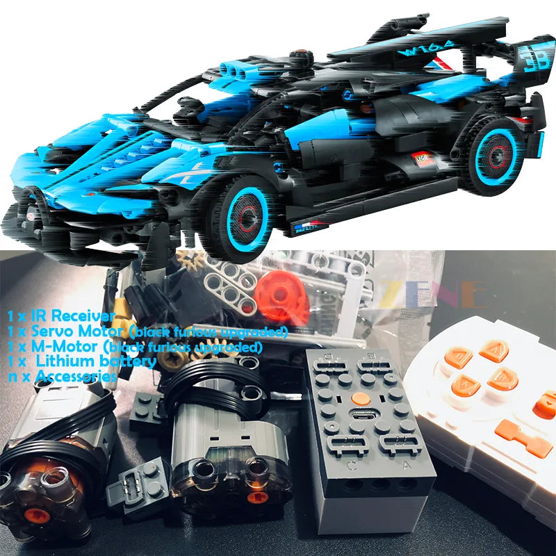zene bricks Power Functions for LEGO Bugatti Bolide Agile Blue #42162 RC