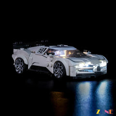 Bugatti hypercar headlights and taillights glow - ZENE Bricks Light Kit for LEGO® Bugatti Centodieci Hyper Sports Car #77240