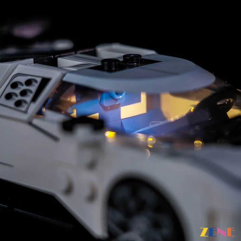 Bugatti hypercar headlights and taillights glow - ZENE Bricks Light Kit for LEGO® Bugatti Centodieci Hyper Sports Car #77240