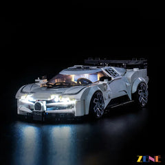 Bugatti hypercar headlights and taillights glow - ZENE Bricks Light Kit for LEGO® Bugatti Centodieci Hyper Sports Car #77240