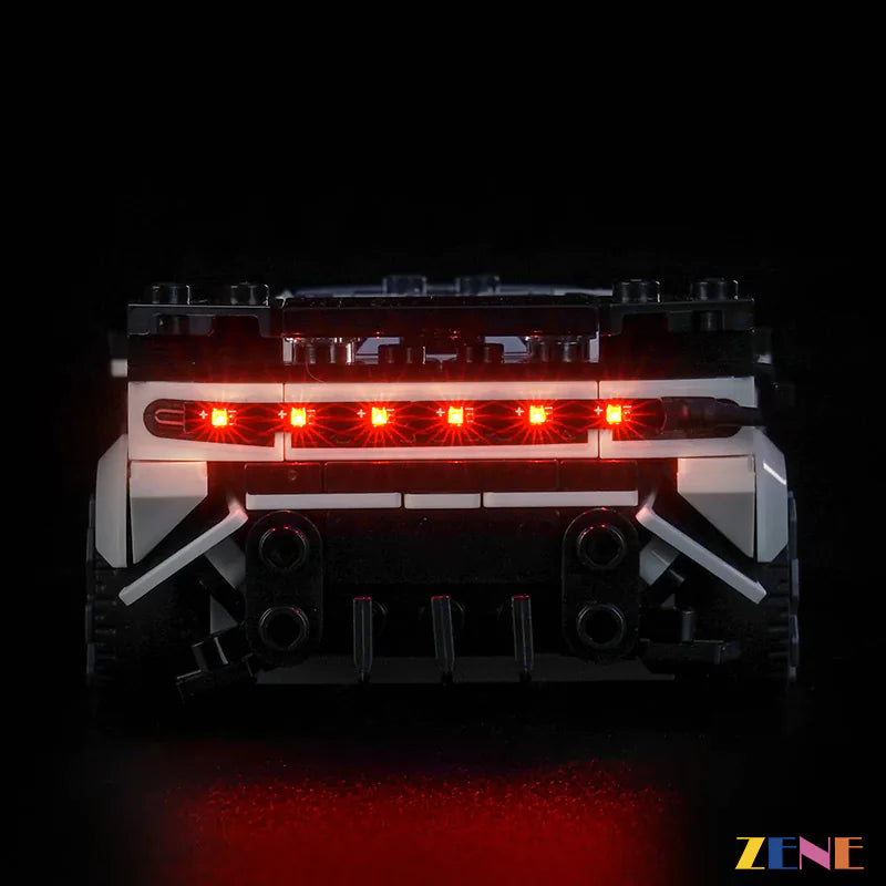 Bugatti hypercar headlights and taillights glow - ZENE Bricks Light Kit for LEGO® Bugatti Centodieci Hyper Sports Car #77240