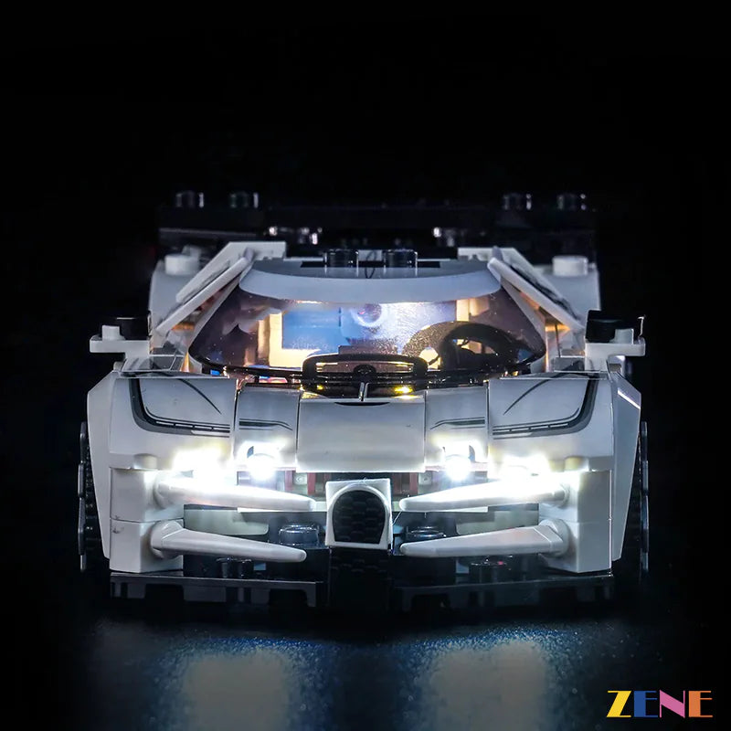Bugatti hypercar headlights and taillights glow - ZENE Bricks Light Kit for LEGO® Bugatti Centodieci Hyper Sports Car #77240