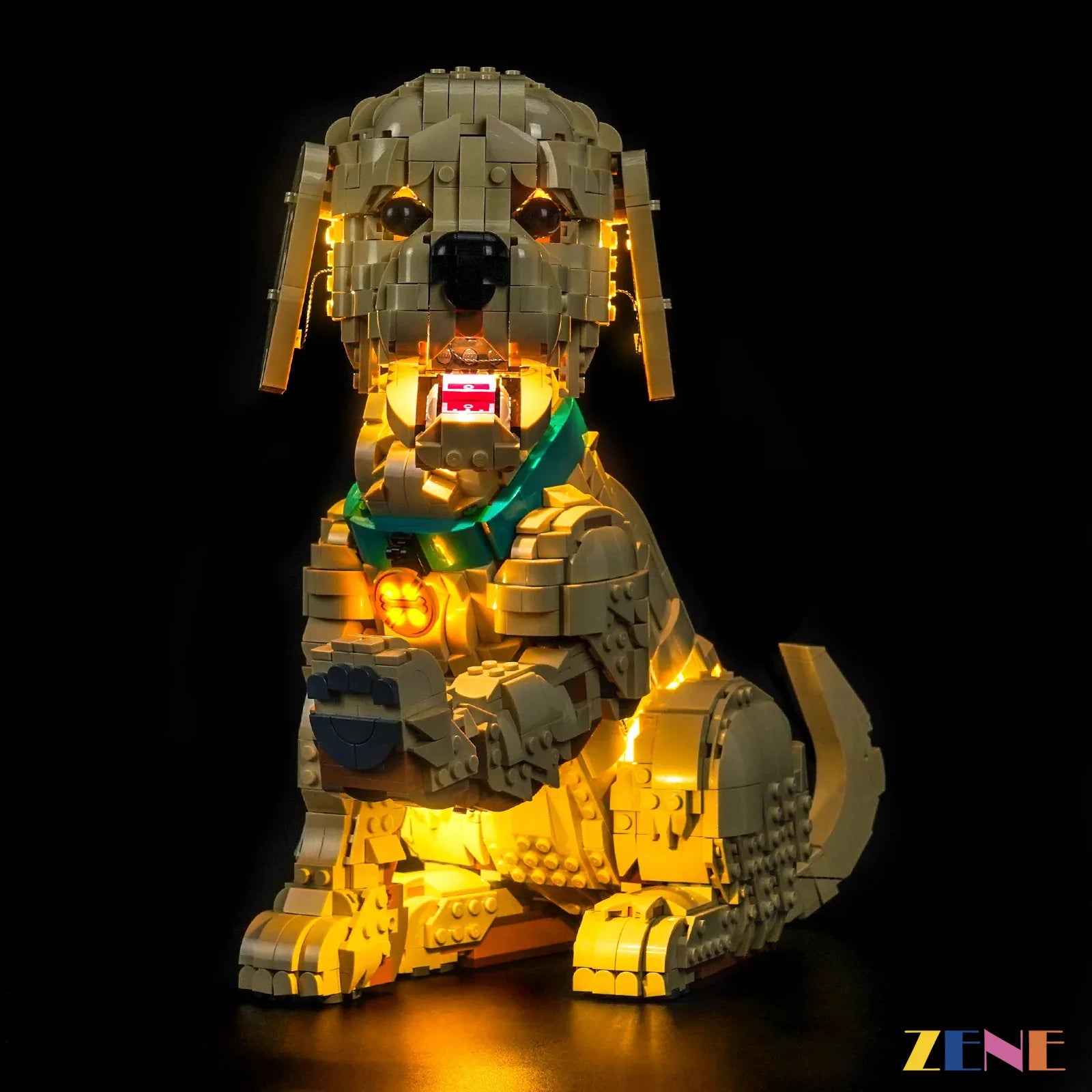 cozy dog room night ambiance - ZENE Bricks Light Kit for LEGO® Golden Retriever Puppy #11384