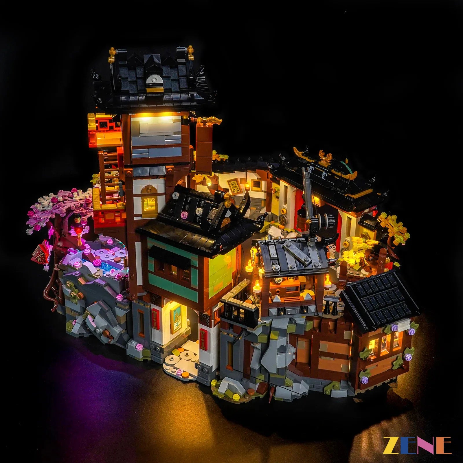 immersive NINJAGO night display glow - ZENE Bricks Light Kit for LEGO® NINJAGO The Old Town 15th Anniversary #71861