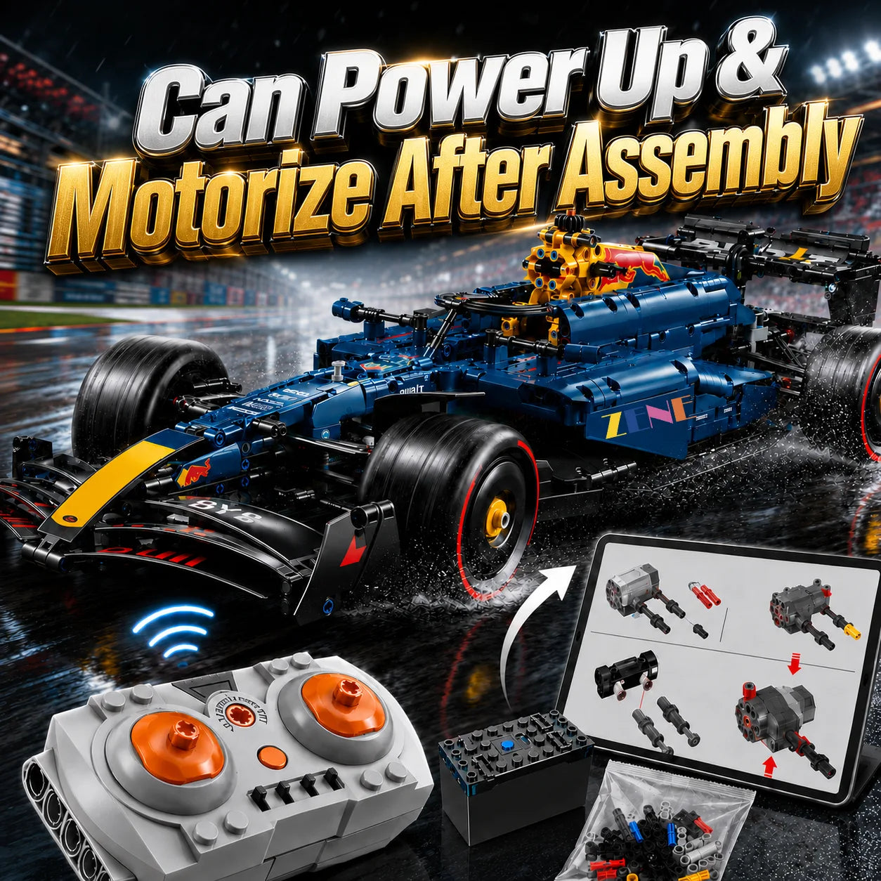 zene bricks Power Functions Kit for Red Bull F1 Car RB20 ORACLE #42206