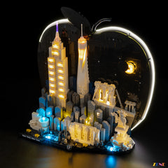 crescent moon and stars backlight - ZENE Bricks Light Kit for LEGO® New York City The Big Apple #21066