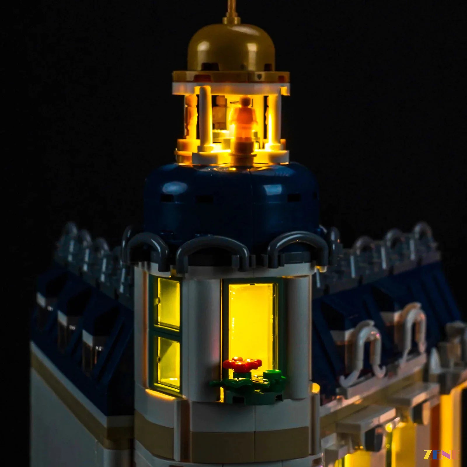 street corner illuminated signage detail - ZENE Bricks Light Kit for LEGO® Shopping Street #11371