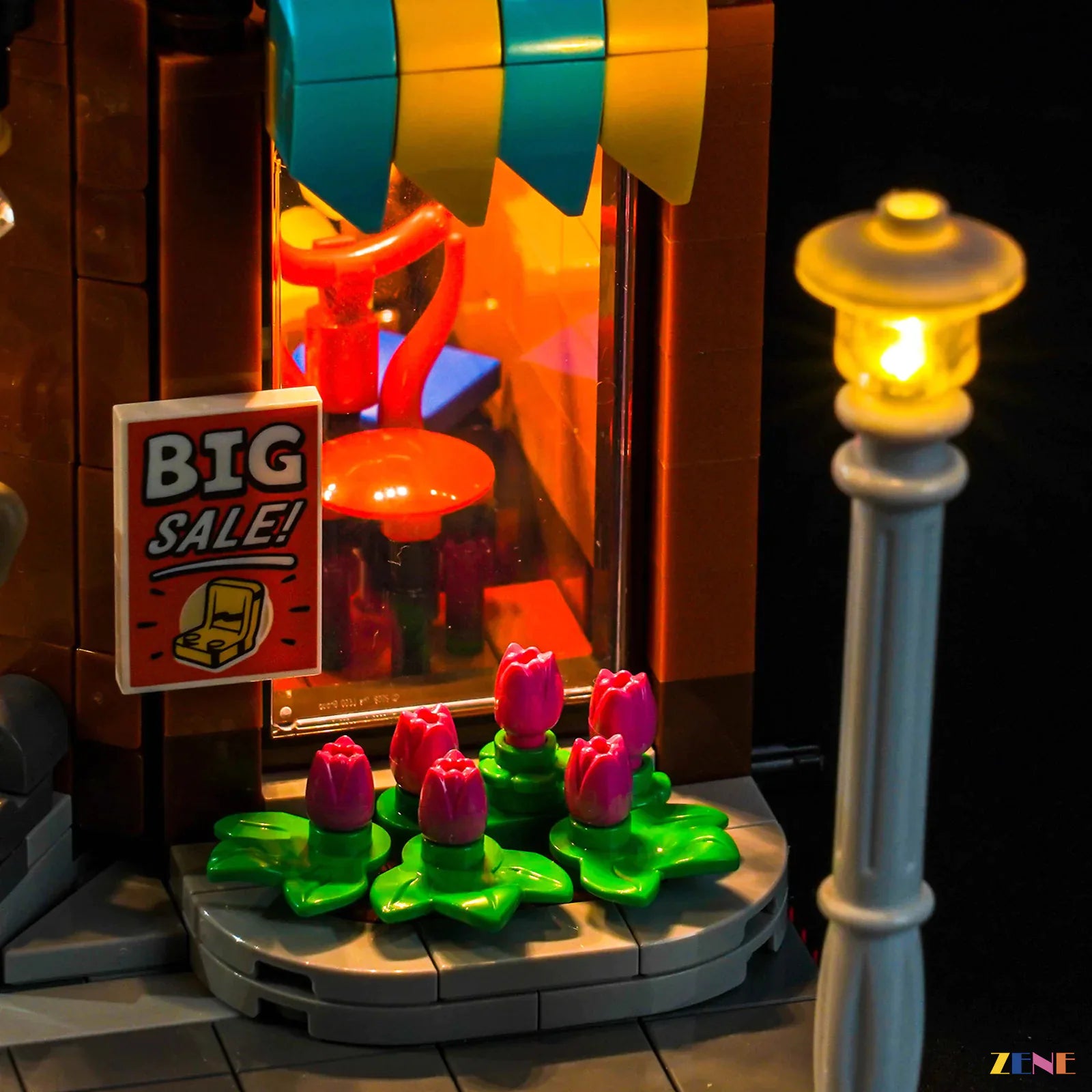vibrant shopping street evening glow - ZENE Bricks Light Kit for LEGO® Shopping Street #11371