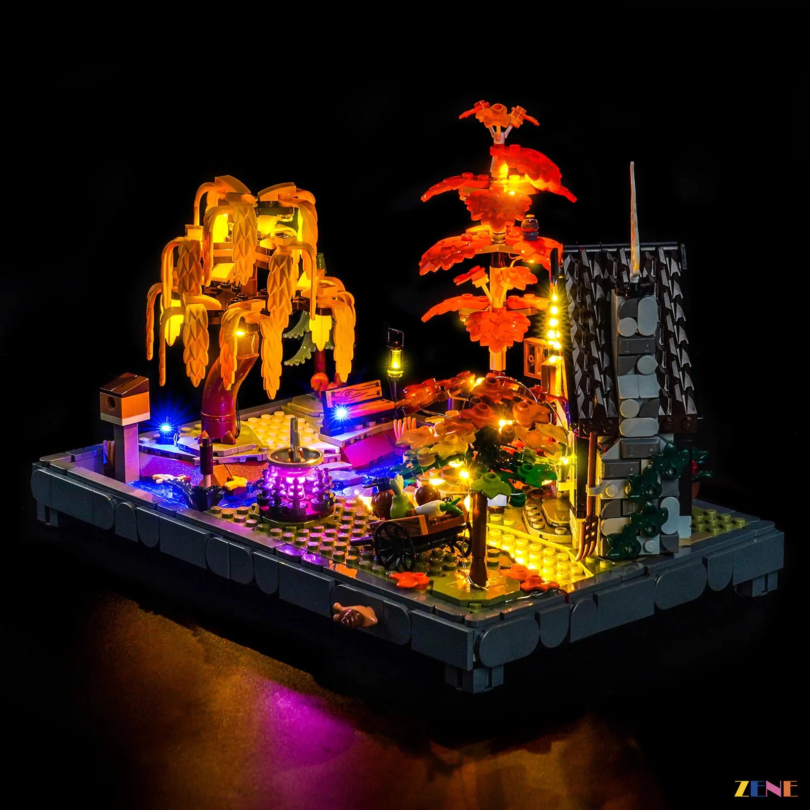 countryside retreat evening LED display - ZENE Bricks Light Kit for LEGO® Autumn Cottage Garden #11372