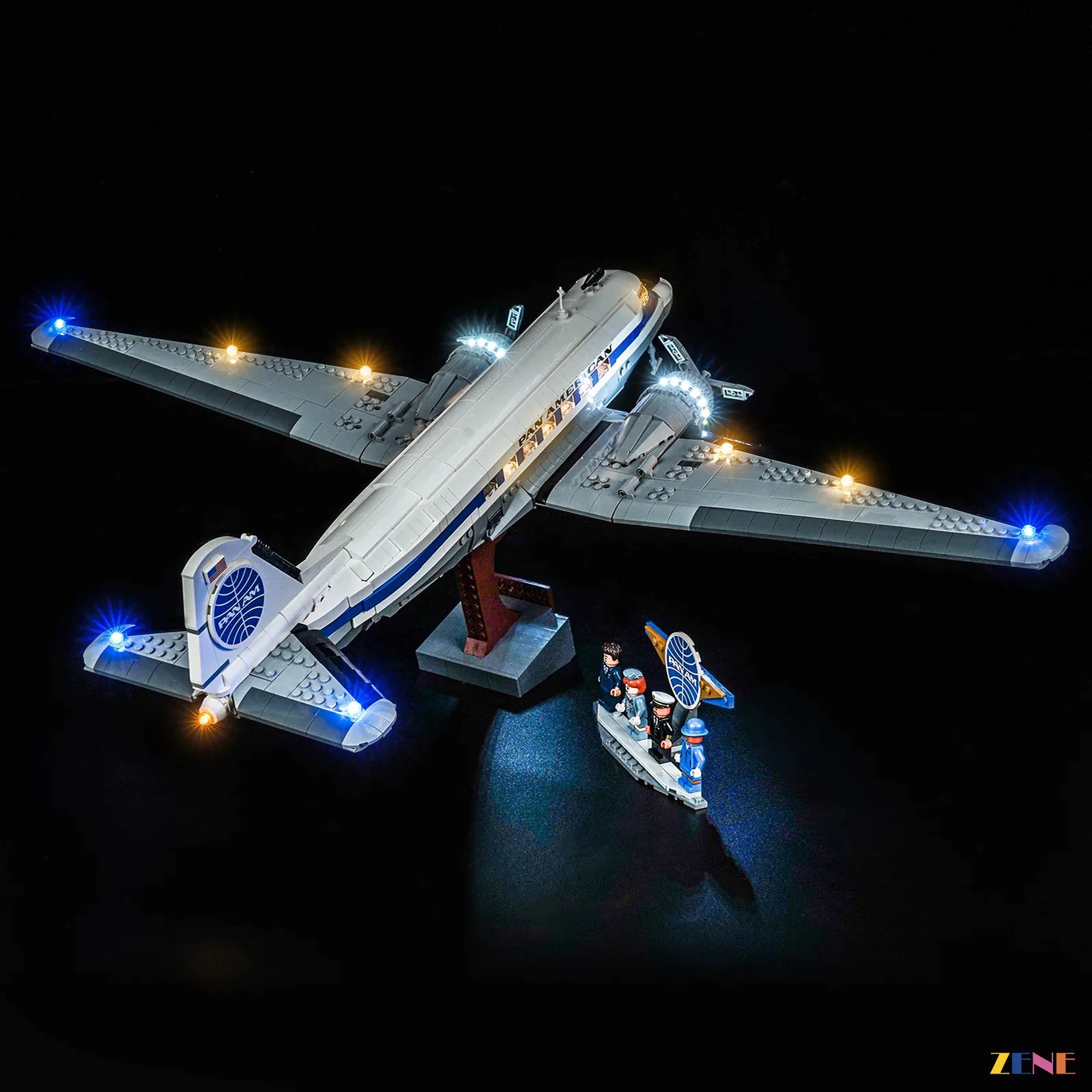 nose blue light strip landing display - ZENE Bricks Light Kit for LEGO® Douglas DC-3 PAN AM Airliner #11378
