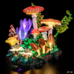 enchanted woodland night display lighting - ZENE Bricks Light Kit for LEGO® Botanicals Woodland Mushrooms #11505