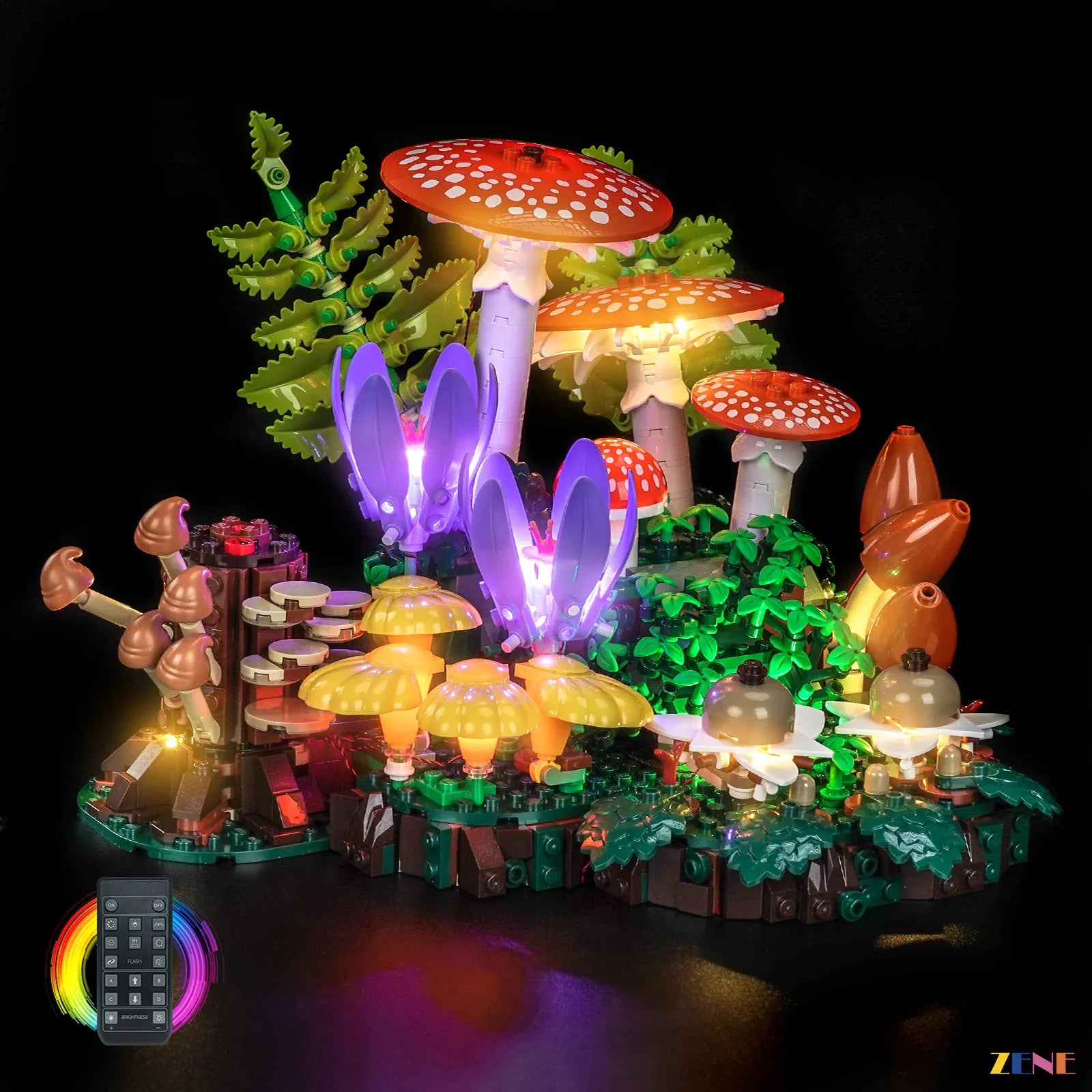 red mushroom translucent cap illumination - ZENE Bricks Light Kit for LEGO® Botanicals Woodland Mushrooms #11505