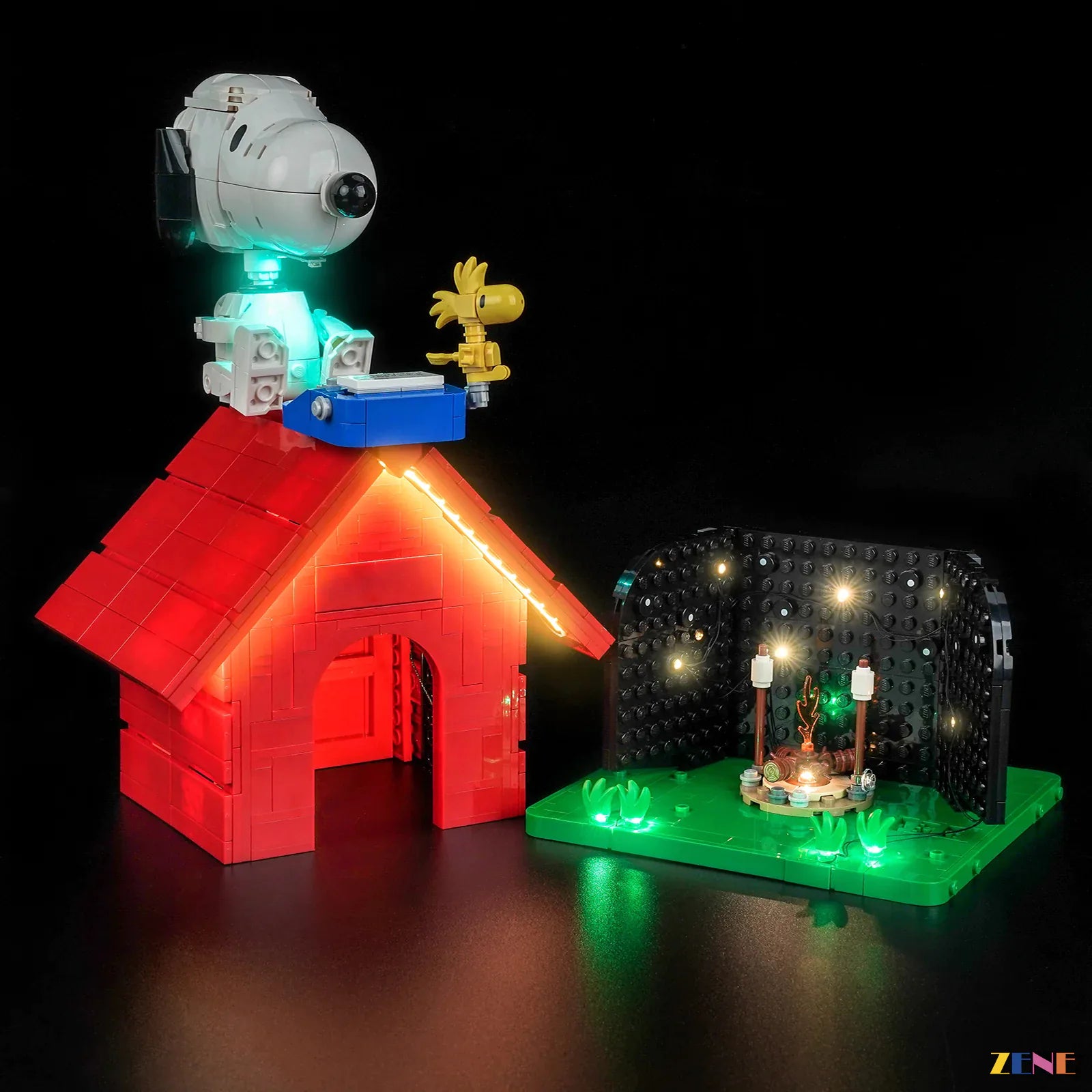 white helmet spotlight display effect - ZENE Bricks Light Kit for LEGO® Peanuts Snoopy's Doghouse #21368