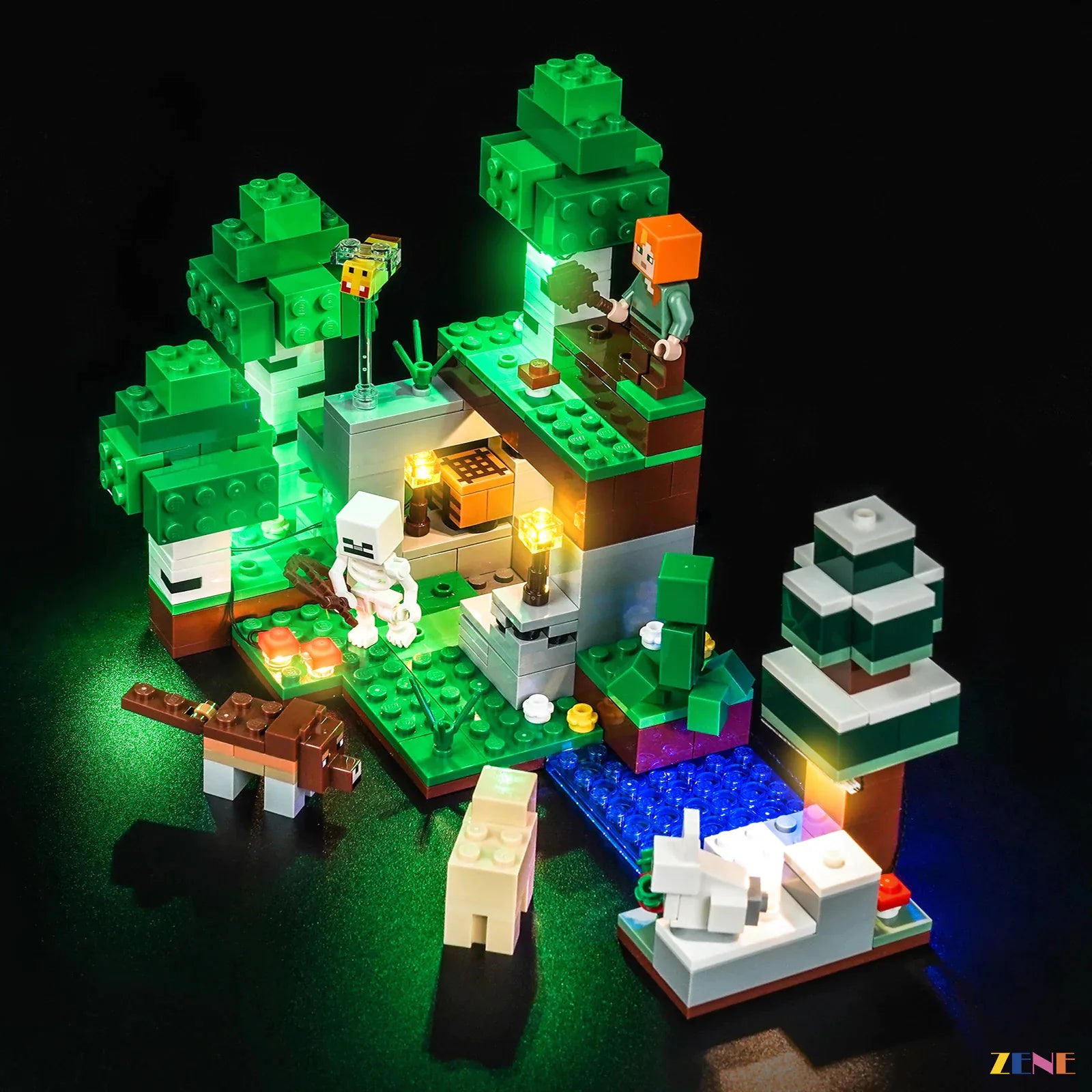 icy pond blue night effect - ZENE Bricks Light Kit for LEGO® First Night Adventure #21593