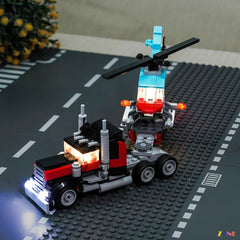 truck headlights highway night beams - ZENE Bricks Light Kit for LEGO® Flatbed Truck with Helicopter #31146