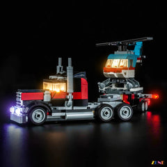 road transport display night glow - ZENE Bricks Light Kit for LEGO® Flatbed Truck with Helicopter #31146