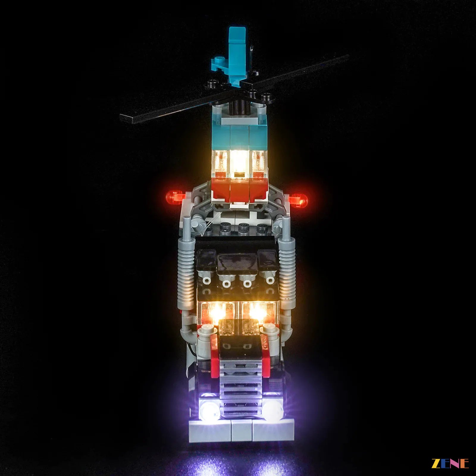 blue white helicopter shelf lighting - ZENE Bricks Light Kit for LEGO® Flatbed Truck with Helicopter #31146