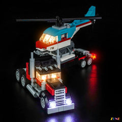 helicopter cockpit hovering light effect - ZENE Bricks Light Kit for LEGO® Flatbed Truck with Helicopter #31146
