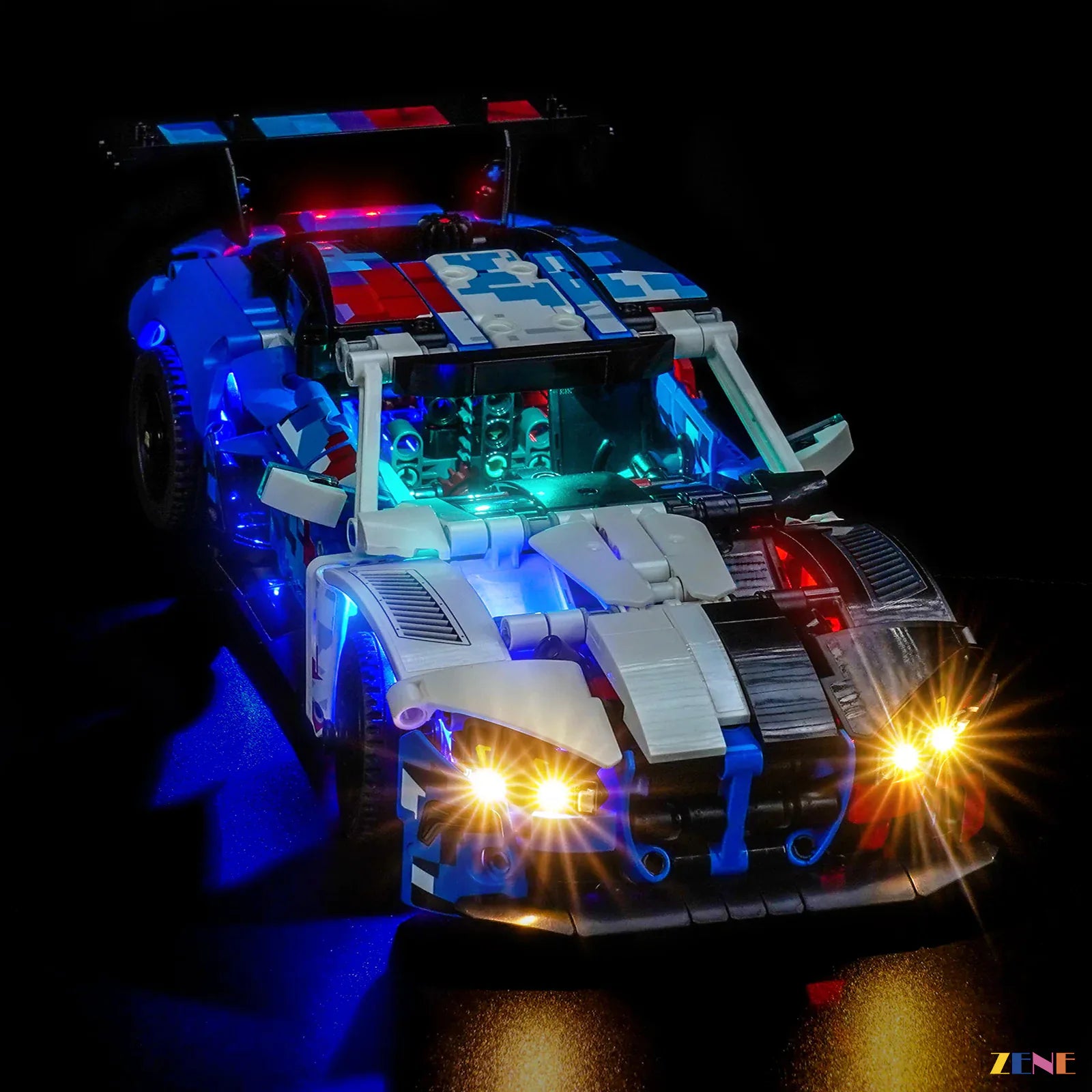 multicolor side skirt LED outline - ZENE Bricks Light Kit for LEGO® BMW M4 GT3 EVO Race Car #42226