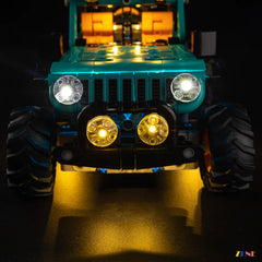 camping trail scene warm headlights - ZENE Bricks Light Kit for LEGO® Jeep Wrangler Rubicon SUV #42227
