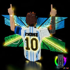 blue green wing aura lighting - ZENE Bricks Light Kit for LEGO® Lionel Messi Celebration #43018
