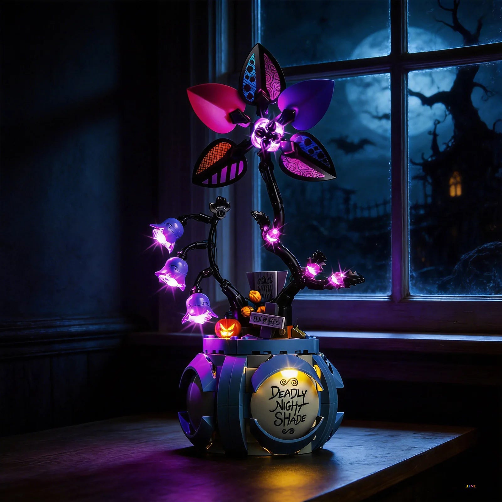 gothic flower center purple LED effect - ZENE Bricks Light Kit for LEGO® Sally's Flowerpot #43288