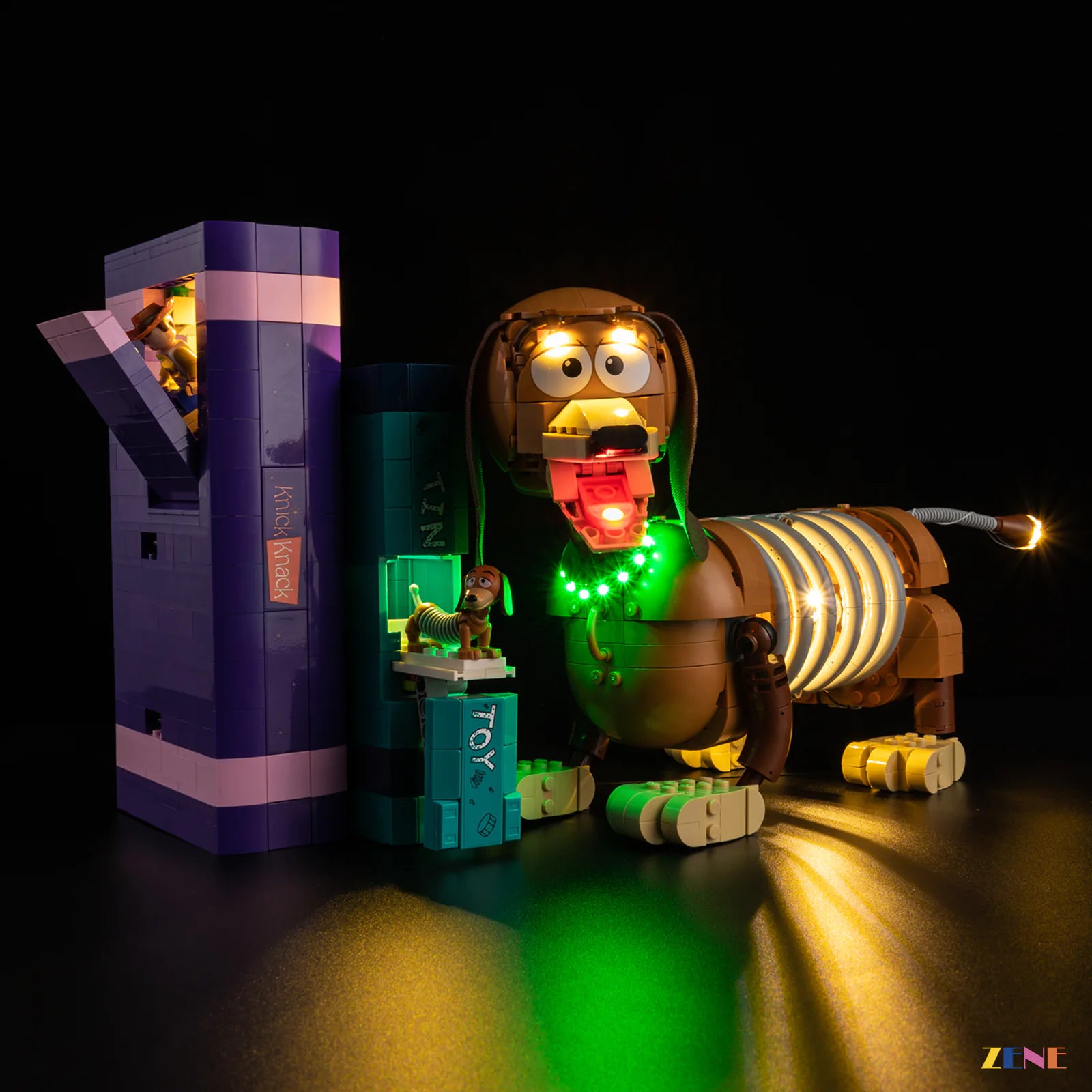 rounded eyes warm lighting detail - ZENE Bricks Light Kit for LEGO® Toy Story Slinky Dog Bookends #43301