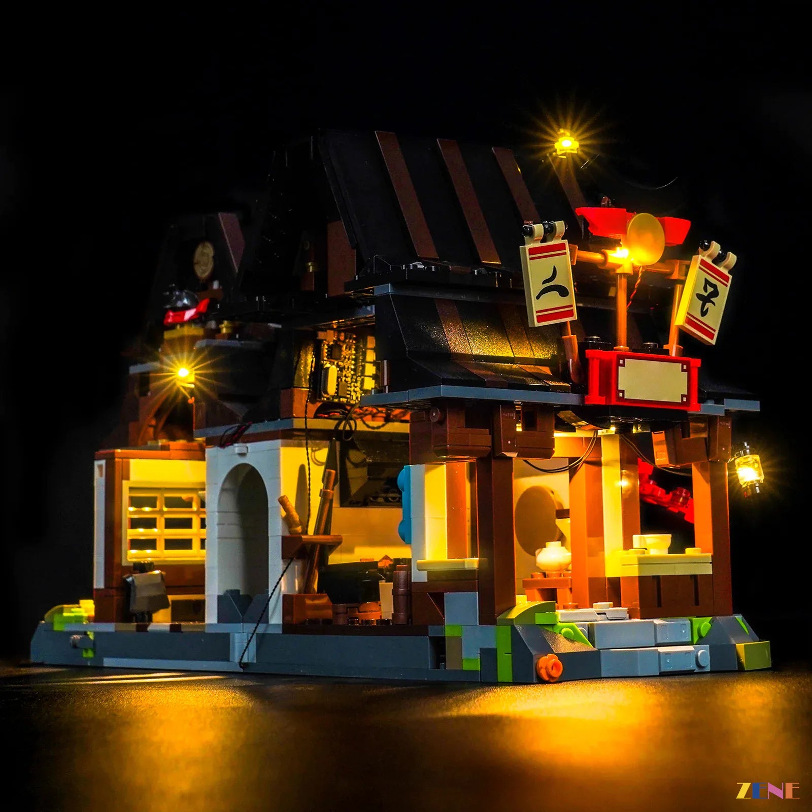 anniversary blacksmith shop night glow - ZENE Bricks Light Kit for LEGO® Four Weapons Blacksmith 15th Anniversary #71858