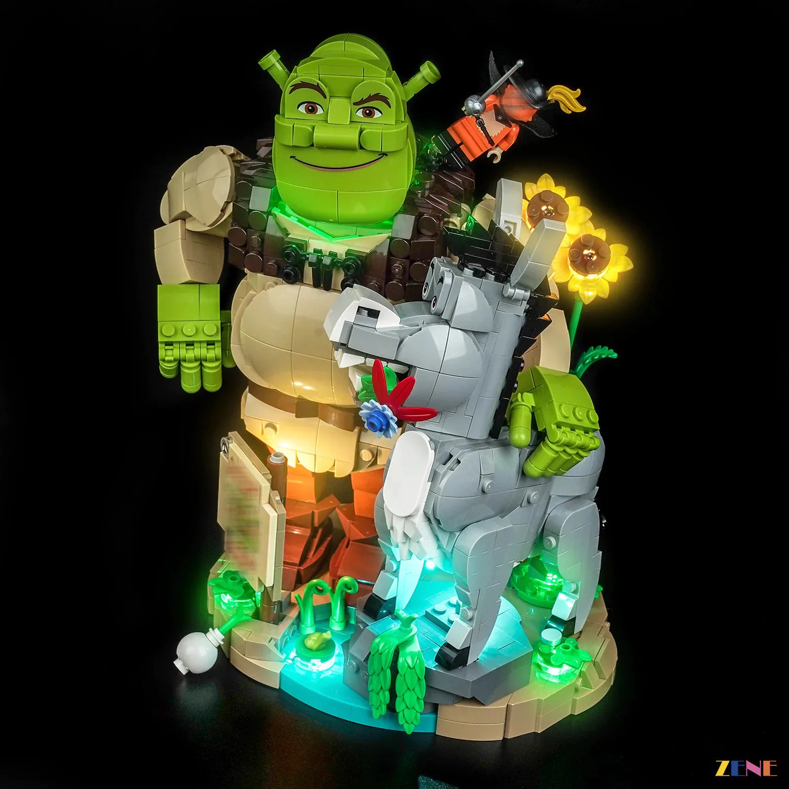 fairy tale swamp party lighting - ZENE Bricks Light Kit for LEGO® Shrek Donkey and Puss in Boots #72423