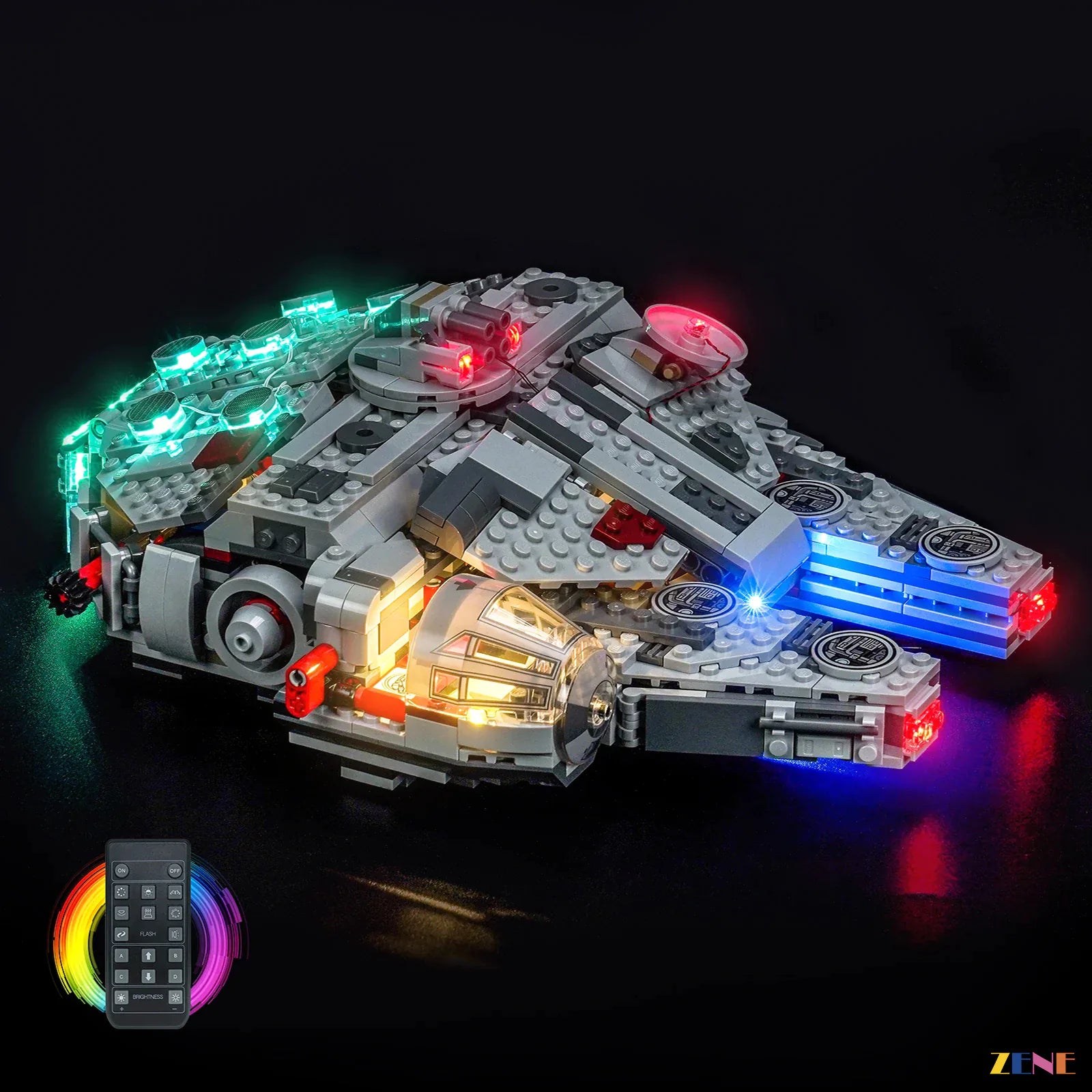 red warning lights battle detail - ZENE Bricks Light Kit for LEGO® SMART Play Millennium Falcon #75426