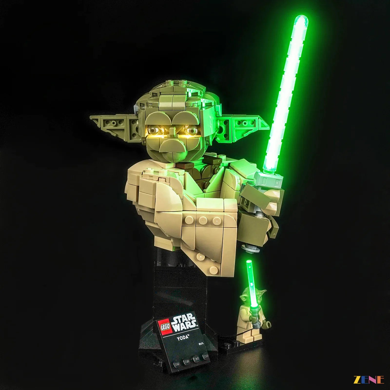 yellow eye lens LED glow - ZENE Bricks Light Kit for LEGO® Yoda Bust #75438