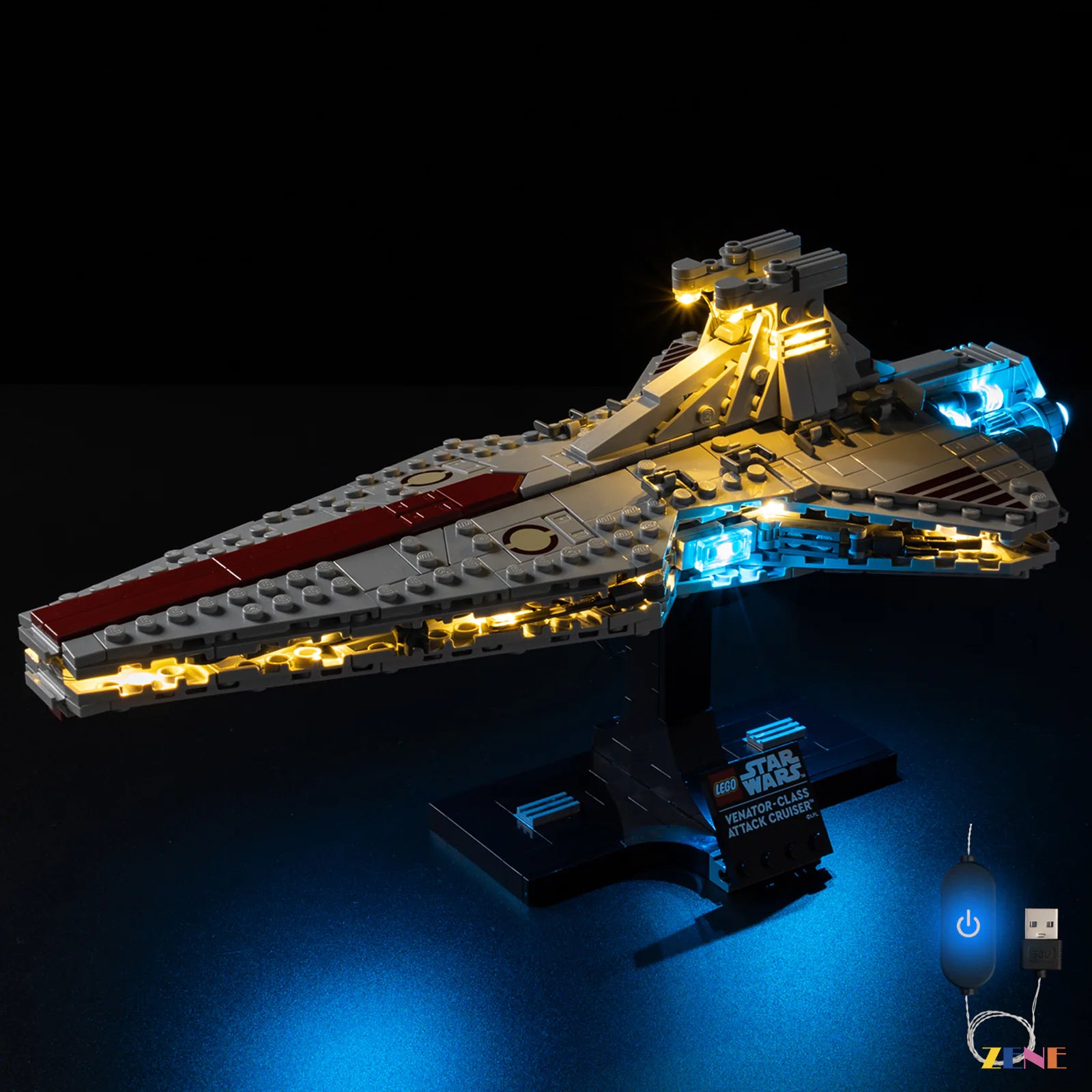 Clone Wars cruiser night display - ZENE Bricks Light Kit for LEGO® Venator-Class Attack Cruiser #75441