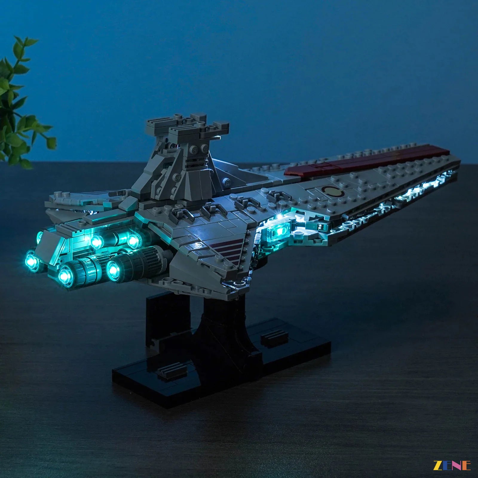 blue ion engine cruiser glow - ZENE Bricks Light Kit for LEGO® Venator-Class Attack Cruiser #75441 Ver.2