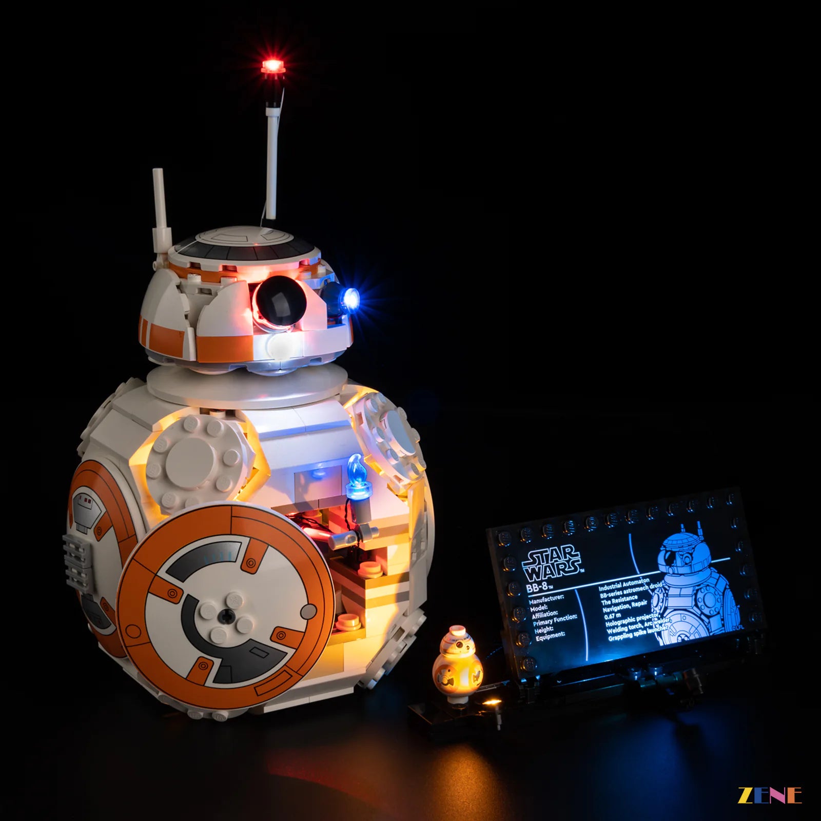 zene bricks Light Kit for BB8 Astromech Droid #75452