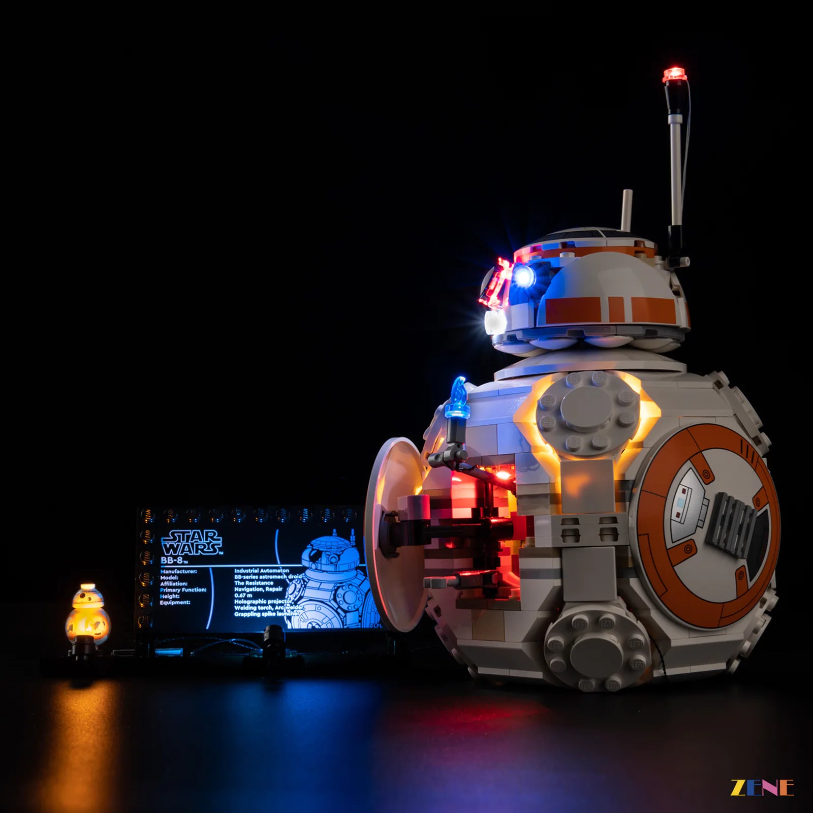 zene bricks Light Kit for BB8 Astromech Droid #75452