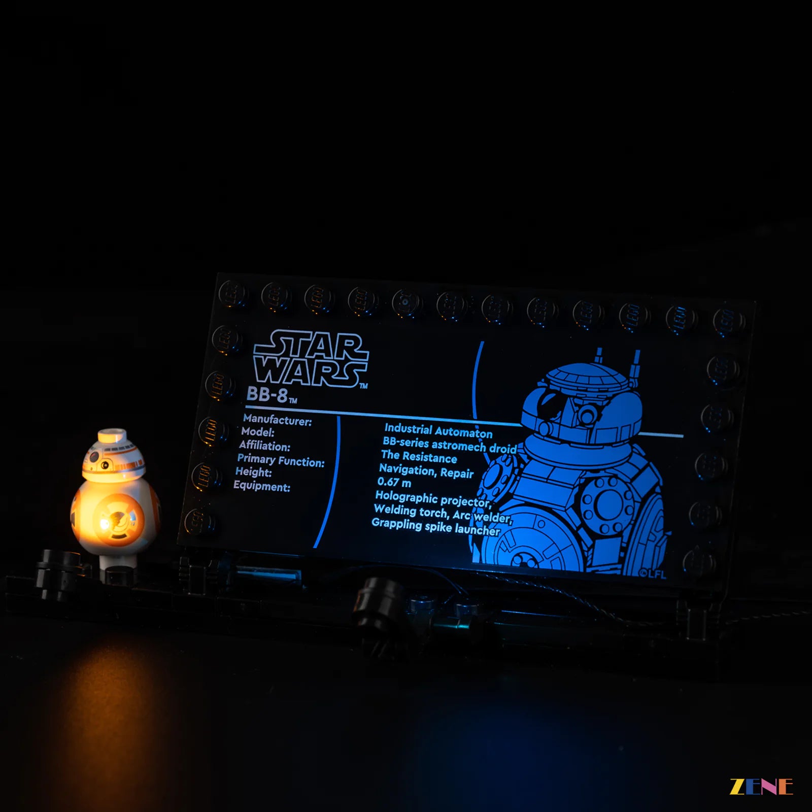 zene bricks Light Kit for BB8 Astromech Droid #75452