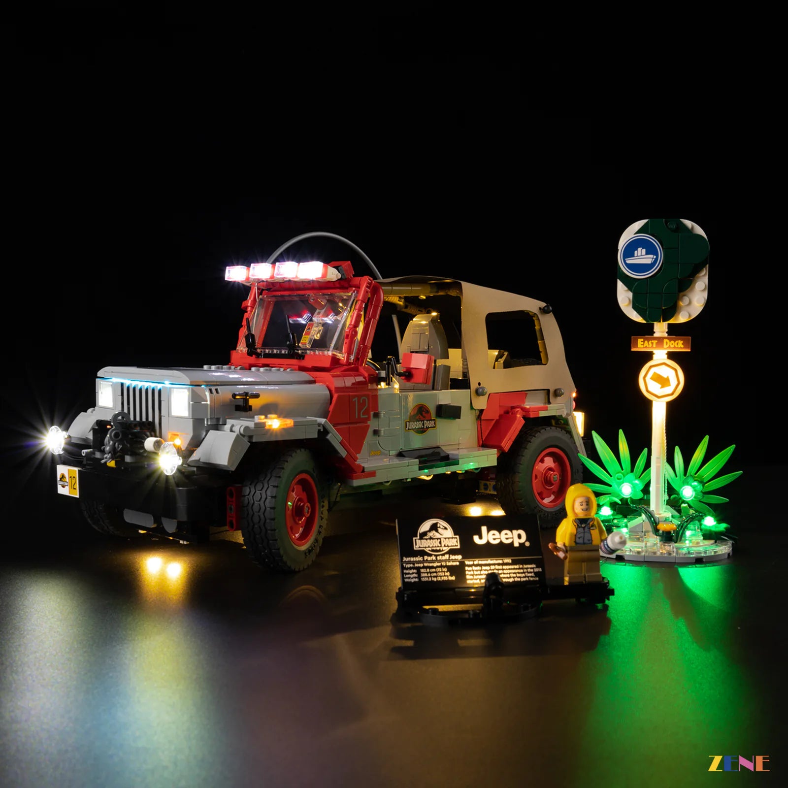 rectangular headlights adventure beam - ZENE Bricks Light Kit for LEGO® Jurassic Park Jeep Wrangler #77984