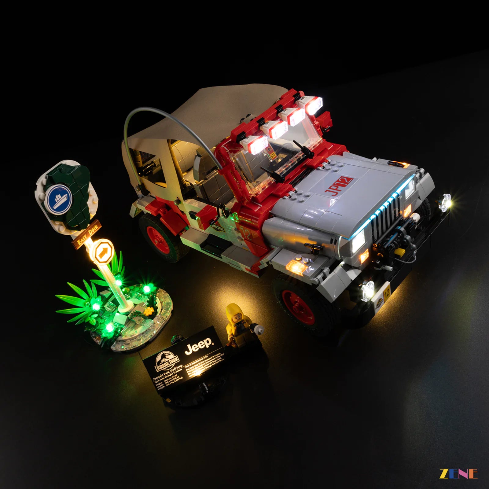 golden chassis terrain light beams - ZENE Bricks Light Kit for LEGO® Jurassic Park Jeep Wrangler #77984