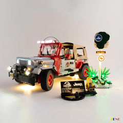 off-road auxiliary white light effect - ZENE Bricks Light Kit for LEGO® Jurassic Park Jeep Wrangler #77984