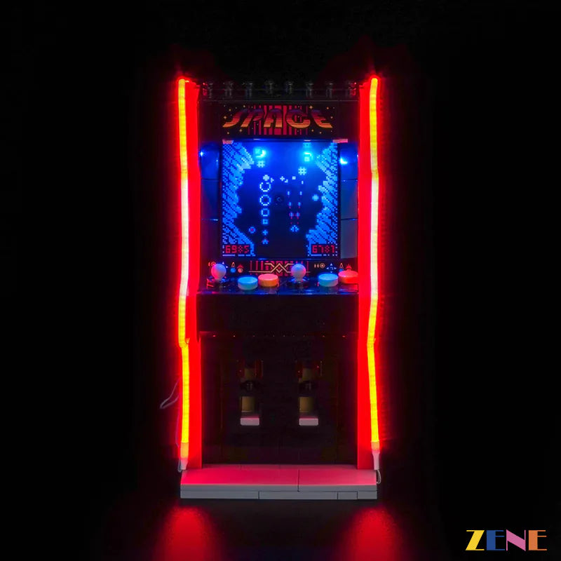 arcade machine red neon and blue screen glow - ZENE Bricks Light Kit for LEGO® Arcade Machine #40805