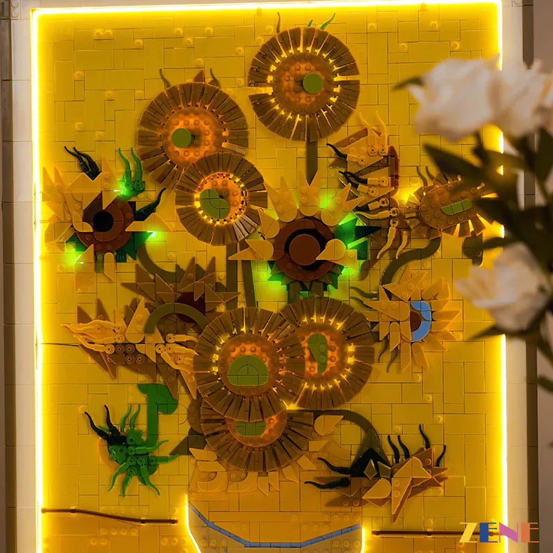 zene bricks Light Kit for LEGO Vincent van Gogh Sunflowers Art #31215