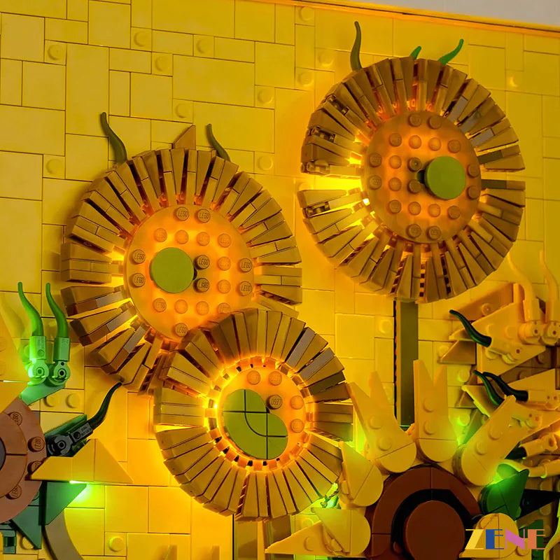 zene bricks Light Kit for LEGO Vincent van Gogh Sunflowers Art #31215